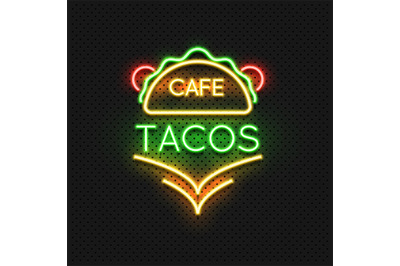 Mexican food tacos cafe neon sign design