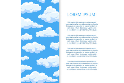 Cartoon clouds on blue sky banner template