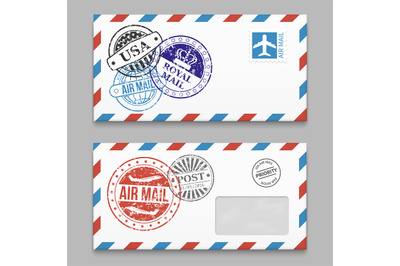 Letters design - envelopes with grunge style poststamps