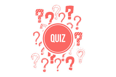 Quiz banner design with pink hand drawn question marks