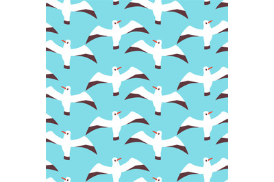 Flat atlantic seabirds seamless pattern