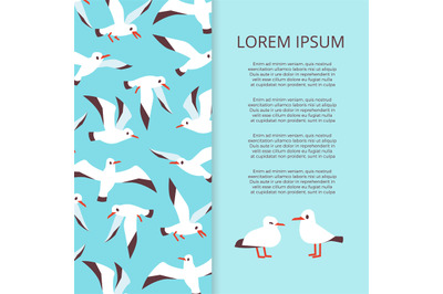 Flat seabirds banner template vector