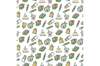 Asian food seamless pattern - chinese fast food pattern