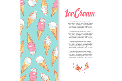 Hand drawn ice cream cones banner design