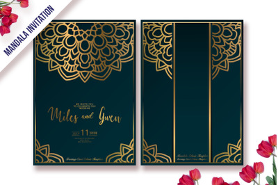Luxury Gold Invitation Template with Golden Floral Mandala