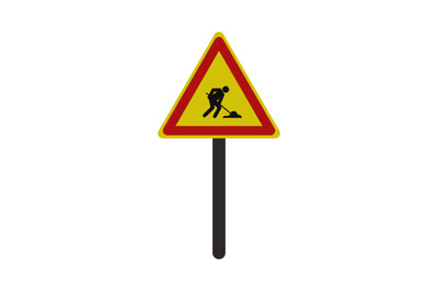 Road sign of work in progress