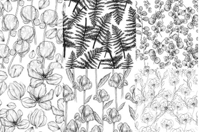 Seamless ink floral patterns se