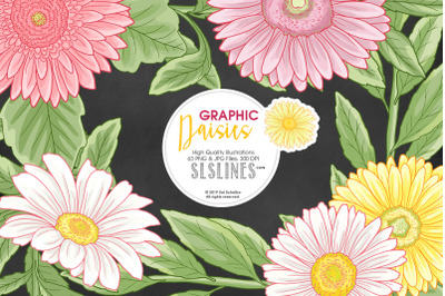 Daisy Graphic Set in Pink &amp; Yellow