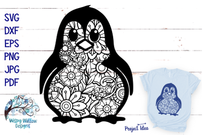 Penguin Zentangle SVG Cut File | Animal Mandala