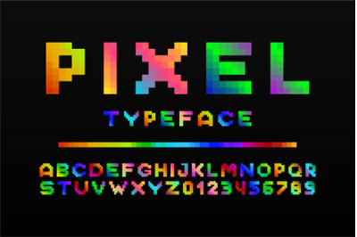 Colorful pixel retro alphabet