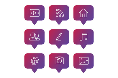 Social media line icons set