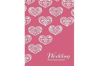 White lacy hearts on pink - romance wedding background