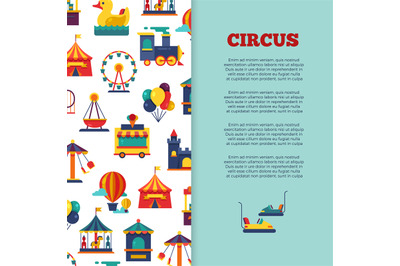 Amusement park circus banner design with icons