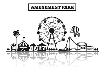 Amusement park silhouette banner design