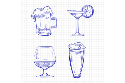 Ballpoint pen sketch drinks