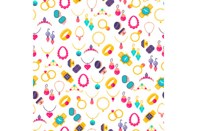 Colorful jewelry icons seamless pattern