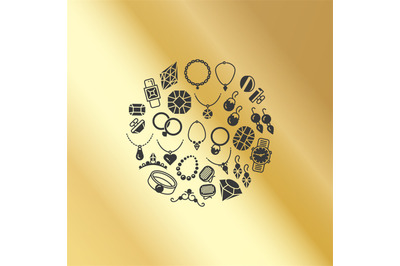 Jewelry accessories icons round concept