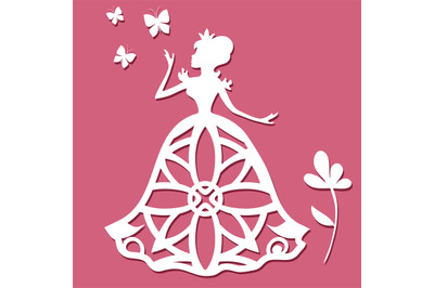 Paper carving princess with butterflies and flower