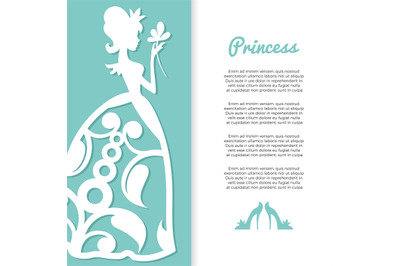 Pastel colors princess banner design with girl silhouette