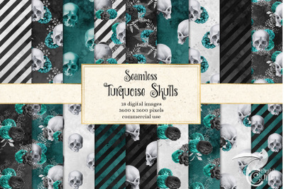 Turquoise Skull Digital Paper