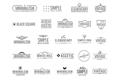 Vintage minimal vector logos with simple shapes. Modern luxury emblems