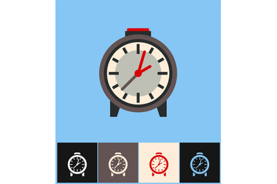 Clock icon. Flat vector illustration on different colored backgrounds.
