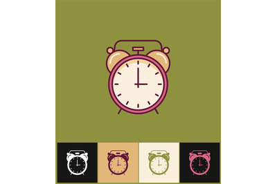 Clock icon. Flat vector illustration on different colored backgrounds.