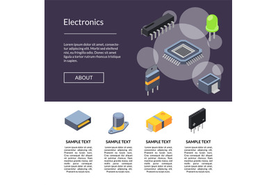 Microchips and electronic parts icons