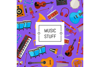 Vector cartoon musical instruments illustration