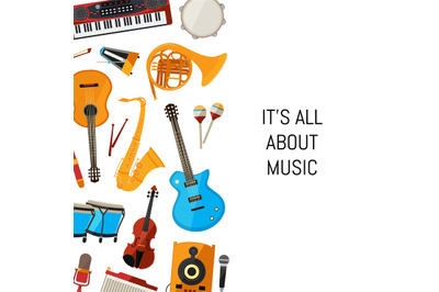 Vector cartoon musical instruments background with place for text illu