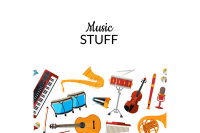 Vector cartoon musical instruments background with place for text illu