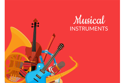 Vector cartoon musical instruments background