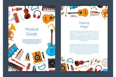 Vector cartoon musical instruments card