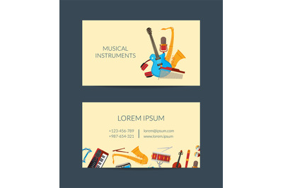 Vector cartoon musical instruments business card