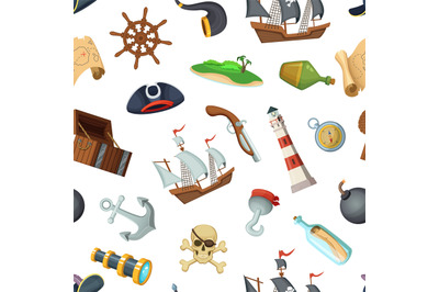 Vector cartoon sea pirates pattern or background illustration