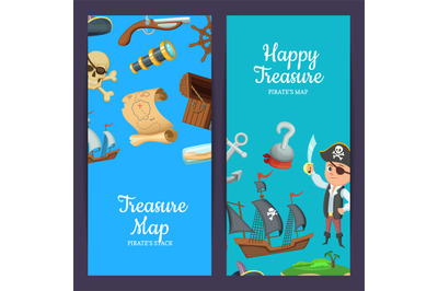 Vector cartoon sea pirates web banner templates illustration