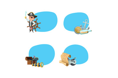 Vector cartoon sea pirates stickers