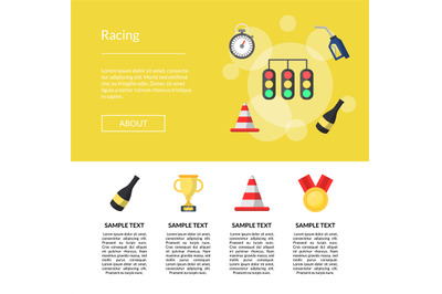 Vector flat car racing icons template illustration