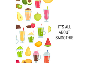 Vector flat smoothie elements background with place for text illustrat