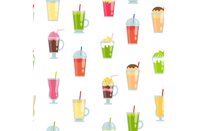 Vector flat smoothie elements pattern or background illustration