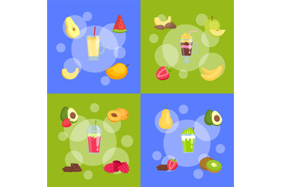 Vector flat smoothie elements infographic concept illustration