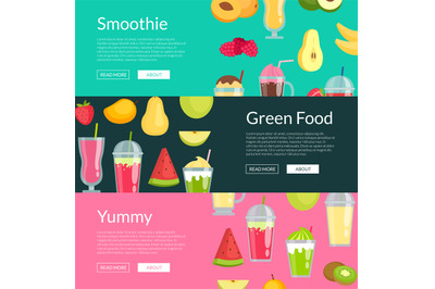 Vector flat smoothie elements web banner templates illustration