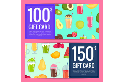 Vector flat smoothie discount gift templates illustration