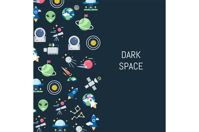 Vector flat space icons background with place for text illustration