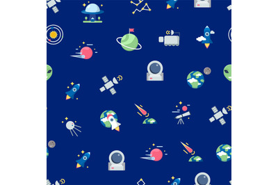 Vector flat space icons pattern or background illustration