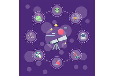 Vector flat space icons infographic concept illustration