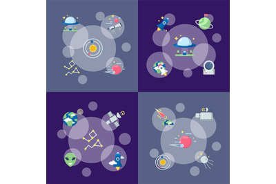 Vector flat space icons infographic concept illustration