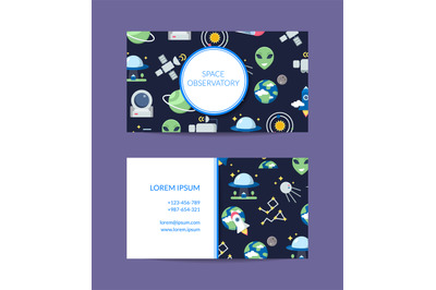 Vector flat space business card for observatory illustration