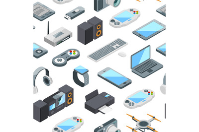 Vector isometric gadgets icons pattern or background illustration