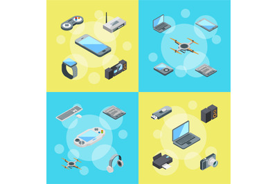 Vector isometric gadgets icons infographic concept illustration